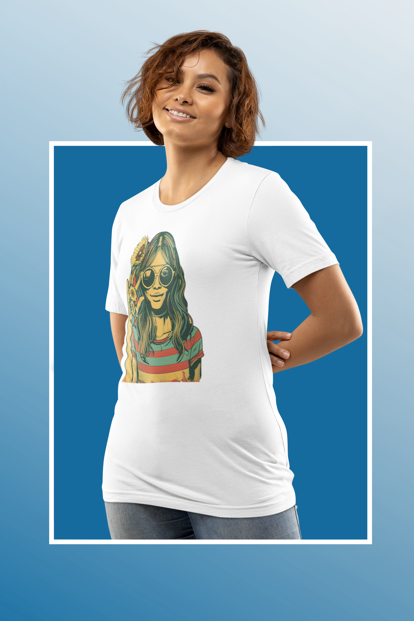 Retro Vibes Sunflower Girl Tee